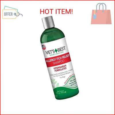 Vet's Best Champú Alivio de Alergias para Perros - Fórmula de Avena y Aloe para Picazón en la Piel  Foto 1 de 2