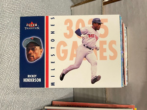 2003 Fleer Tradition Milestones #2 Rickey Henderson RED SOX!