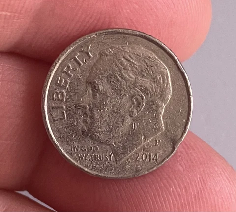 2014 P Error DIME/Improperly Annealed Clad w CUD-MISALIGNED RIM/FADING/DIE GOUGE Cover