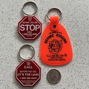 Lot of 3 Call Before You Dig Ohio Indiana Keychains Key Rings #46641 - Picture 1 of 2