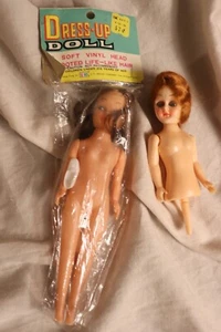 2 Vintage Dolls Unopened Dress Up Doll Kresge and Half Doll - 5 & Dime Store - Picture 1 of 10