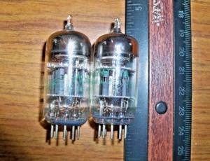 2 Strong Matched GE Gray Plate Solid O Getter JAN-12AT7WA / 6201 Tubes - Picture 1 of 2