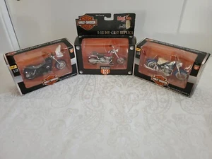Maisto 1:18 Harley Davidson Lot of 3 2002 FLSTF Fat Boy-Slide Sport-Duo Glide - Picture 1 of 10