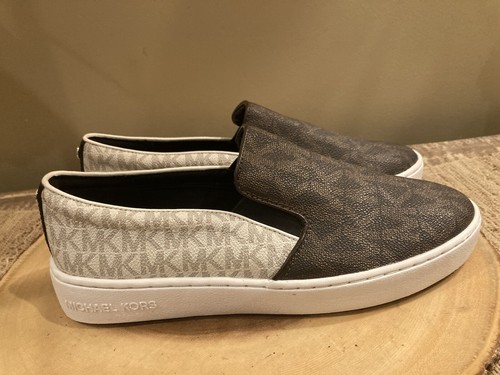 Sneaker slip on Michael Kors Keaton bicolore firmata tela rivestita logo 8 nuove