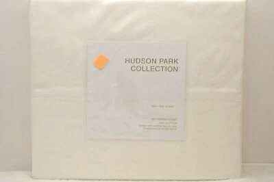 HUDSON PARK COLLECTION TWIN FLAT SHEET 600TC 100% COTTON COLOR WHITE NIP - Image 1 of 3