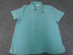 Claudia Richard Womens Blouse 12 blue button down - Picture 1 of 11