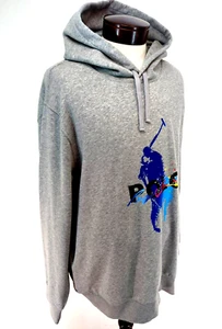 POLO RALPH LAUREN Men’s XXL Grey Colorful Big Pony Logo Hoodie w/ Fleece NEW * - Picture 1 of 7