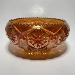 Imperial Glass Marigold Star And File Rose Bowl 5.5” Brilliant Carnival Glass - Picture 1 of 4