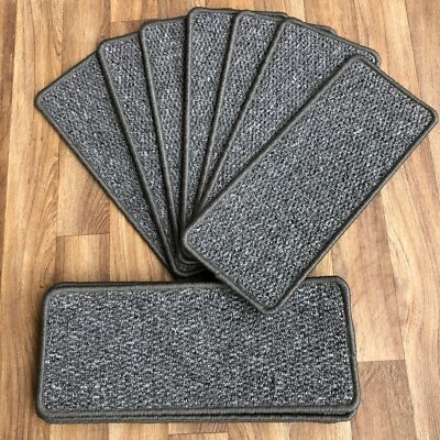 14 Open Plan Carpet Stair Treads  Grey silver Regatta Grey Pads! 14 Large Pads! - Image 1 of 4