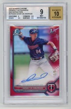 Danny De Andrade 2022 Bowman Chrome TRUE RED REFRACTOR Auto #/5 BGS 9/10