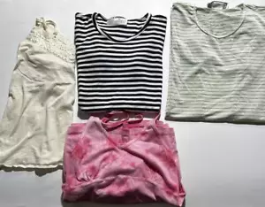 Bundle of 4 Maternity Tops Sz Medium Cami , Tunic, Brown Striped, Pink Tie Dye - Picture 1 of 2