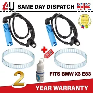 2X ABS SENSOR & 2X ABS RELUCTOR RING FOR BMW X3 E83 (ALL MODELS) REAR LEFT RIGHT - Picture 1 of 15