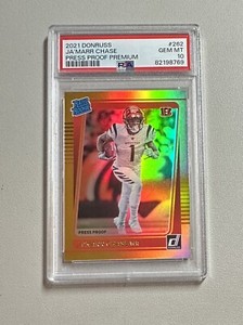 JaMarr Chase 2021 Donruss Rated Rookie Gold Press Proof Premium #262 - PSA 10
