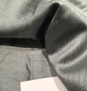 SLUB DUPION EUCALYPTUS GREEN CURTAIN FABRIC REMNANT 118 CMS. X 82 CMS. ONE ONLY - Picture 1 of 6