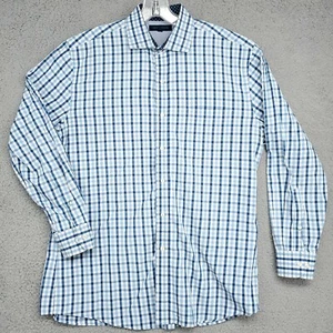 Tommy Hilfiger Men's Large Plaid Shirt (Size 16-1/2  32-33) Blue White - Picture 1 of 11