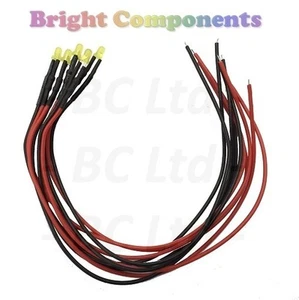 10 x Pre-Wired Yellow LED 3mm Diffused : 9V ~ 12V : UK Seller - Picture 1 of 1