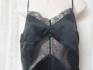 BLACK CAMISOLE MAKERS OF DREAMS XS Satin/Lace Adjustable Strap - Picture 1 of 5
