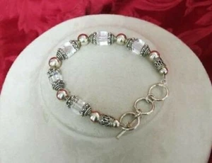 Lindo brazalete de cuentas de cristales Swarovski silpada 925 B1147 de plata esterlina - Imagen 1 de 13