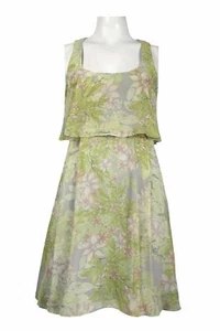 Jessica Simpson Popover Chiffon Day Dress Size 14 Lime Green Floral NWT $98 - Picture 1 of 2