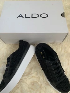 Aldo Women's 6.5 Black Lace Up Tennis Shoes Sneakers Oloasen Faux Fur Platform - Bild 1 von 12