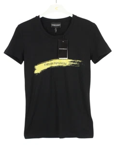 Emporio Armani Camiseta Mujer US 6 Cuello Redondo Jersey Elástico Negro - Imagen 1 de 7