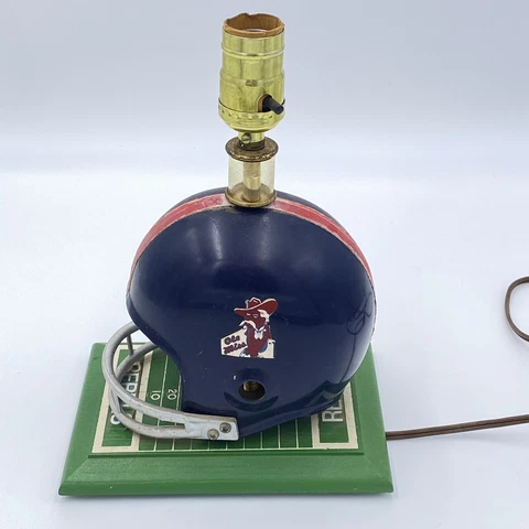 Ole Miss Rebels Colonel Reb Helmet Desk Lamp Works Vintage Football Field RARE Cover