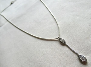 STERLINGSILBER KLARER STEIN TROPFEN ANHÄNGER HALSKETTE 18" 925 3,53 g (27270) - Bild 1 von 10