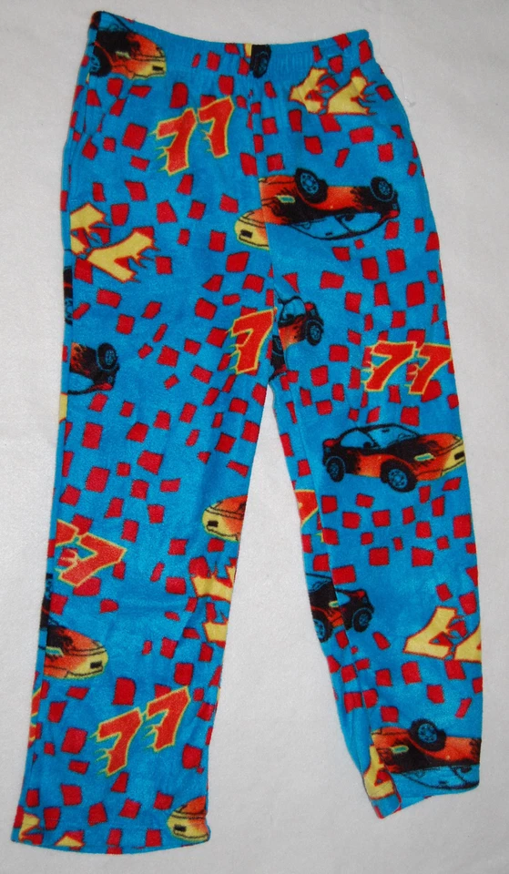 Calças de dormir masculinas de lã BRIGHT AQUA carros de corrida M 8-10 bolsos resistentes a chamas * - Imagem 1 de 1