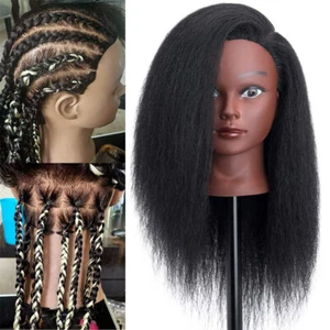 100% Real Human Hair Mannequin Head Practice Styling Training Manikin Doll+Stand - Picture 1 of 13