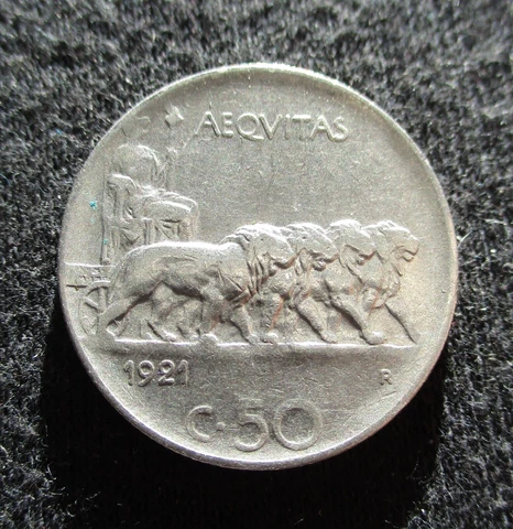 OLD COIN OF ITALY 50 CENTESIMI 1921 - KING VITTORIO EMANUELE III Cover