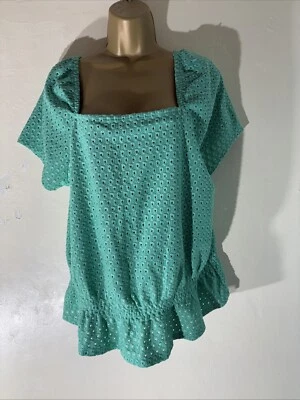 Blusa Camisa Mujer Papaya Uk 16 Verde Aqua Manga Corta Informal Elastizada Verano Foto 1 de 4