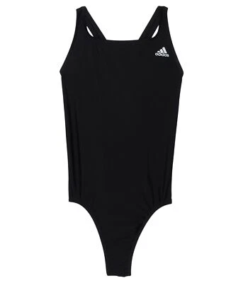 Traje de baño de fitness liso Adidas para niñas, color negro, talla S Foto 1 de 2