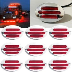 Luz marcadora lateral roja 13 LED 10 piezas 3" separación cromada para Freightliner 12V - Imagen 1 de 9