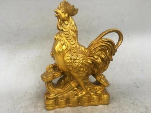 12'' brass copper home feng shui furniture decorate animal RUYI wealth rooster - Picture 1 of 12