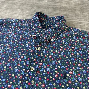 Ralph Lauren Shirt Mens Large Blue Button Up Pony All Over Print Floral - Picture 1 of 9