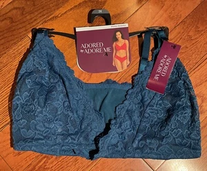 NWT Womens Adored by Adore Me Blythe Unlined Wirefree Teal Lace Bra Size 3X - Picture 1 of 12