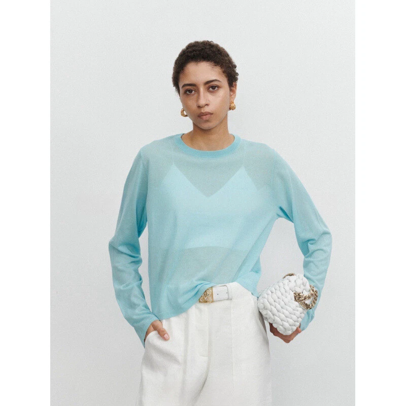 Camiseta Top Mujer Algodón Mangas Largas Protector Solar Tejido THE ROW Foto 1 de 4