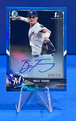 Brice Turang 2018 Bowman Chrome 1st Blue Refractor Auto /150 Brewers True blue - Image 1 of 3