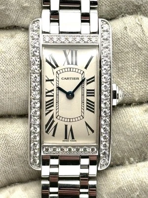 Brazalete Cartier Tank Americaine 34 mm bisel de diamantes oro blanco WB7073L1 Foto 1 de 4