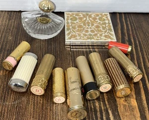 Lot Of Vintage Metal & Plastic Lipstick Tubes Avon, Compact w/mirror Etc - Picture 1 of 12