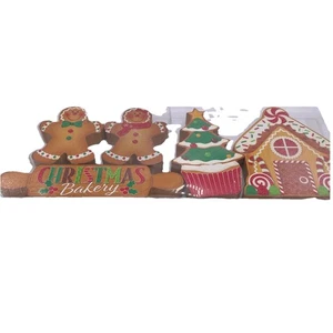 Gingerbread Tiered Tray Mini Decor 5 MDF Pieces Elf Ideas Table scape Village - Picture 1 of 10
