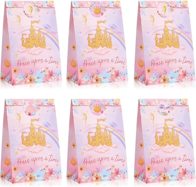 16 Piezas Princesa Fiesta Favor Bolsas Rosa Princesa Goodie Caramelos Castillo Golosina Gi Foto 1 de 4