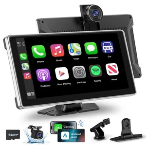 Wireless Carplay with 4K Dash Cam, 9" Portable Carplay Screen for Car, Apple ... - Picture 1 of 7