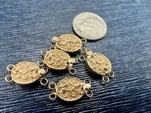 5 Pcs VTG 2 Strand Pinch Clasps Gold Vermeil Sterling Silver Oval 9x17mm Lot - Picture 1 of 8