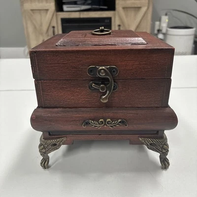 Reloj Hide-a-way Caja Marrón-Decoración Hogar-Alimentación Batería-Pestillo-Caja Madera y Metal Foto 1 de 4