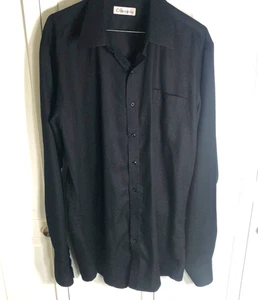 Chang's Co. Black Chevron Texture Button-Up Shirt Men's Long Sleeve Dress Casual - Picture 1 of 5