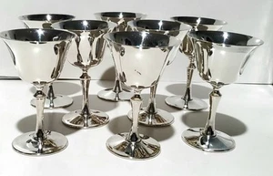 Vintage El De Uberti Italy Silverplated Set of 8 Wine Goblets - Read - Picture 1 of 10
