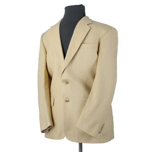 Club Room Sz 40R Yellow Textured Two Button Silk Wool Blend Blazer Jacket - Picture 1 of 15