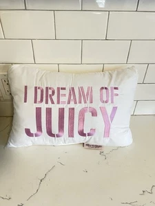 Rare-Juicy Couture Accent  Toss Pillow-White With pink embroidered Letters - Picture 1 of 6