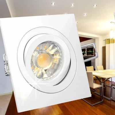 QF-2 LED Recessed Light Fixture White Gloss 3W LEDs Warm White GU10 Halogen Look - Image 1 of 4